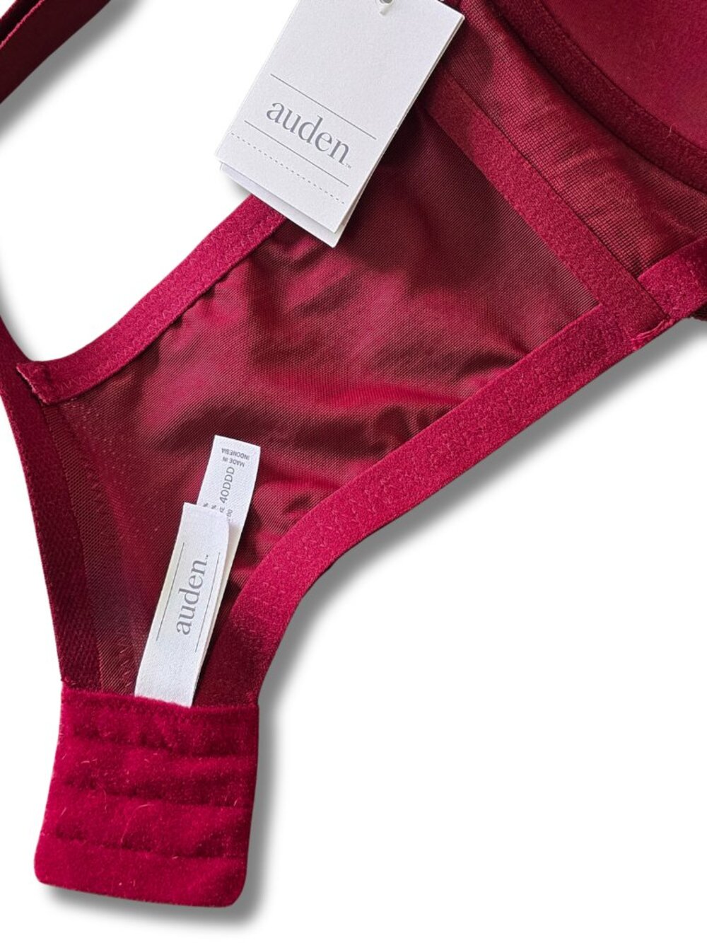 NWT Auden 40DDD/40F Push-Up Plunge Coverage Underwire Bra Wine Red - Picture 5 of 7
